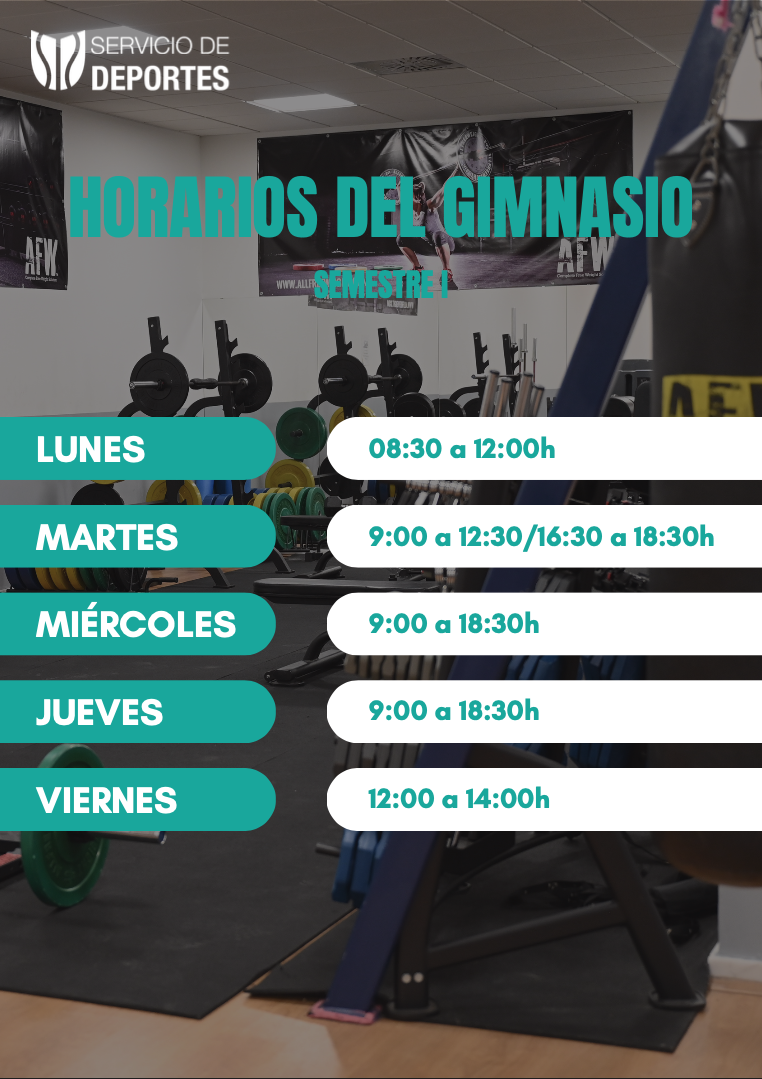 Horario Gimnasio. Semestre 1